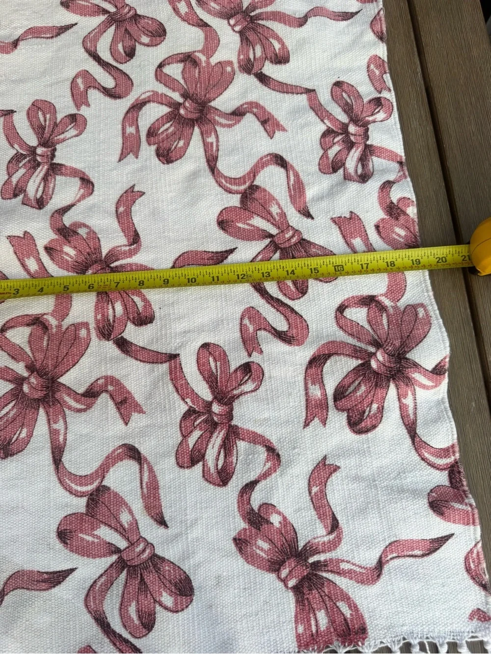 Pink Bow Fringe Accent Rug Runner 21x33 Cottagecore Coquette Bath Kitchen